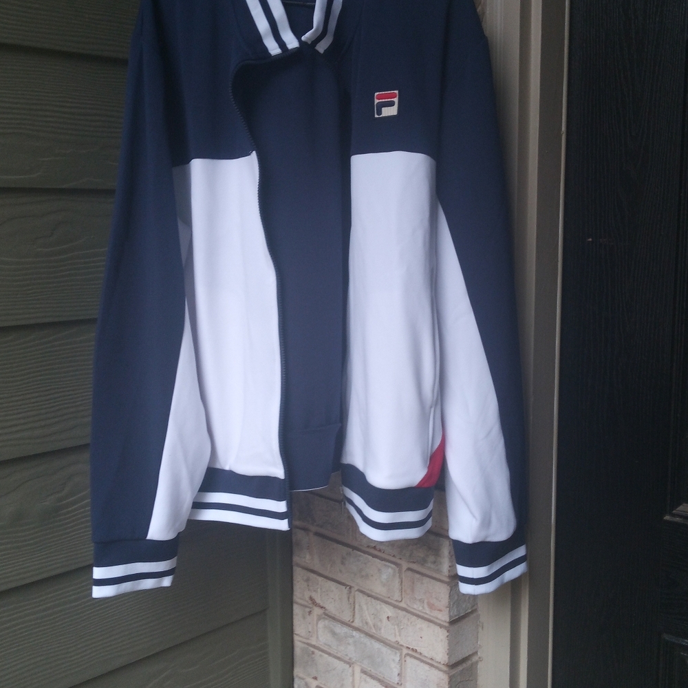 The Fila Vintage Settanta Baseball Jacket in Navy White